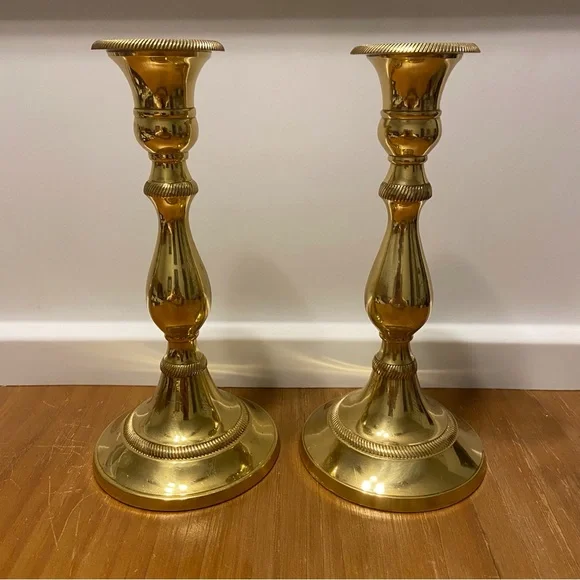 Andrea by Sadek Brass Candlesticks a Pair - Picture 2 of 15